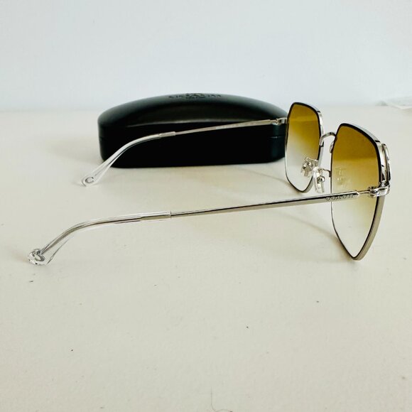 NEW COACH SHINY SILVER YELLOW CLEA GRADIENT LENS SUNGLASSES HC 7165 D 60MM - Picture 3 of 13